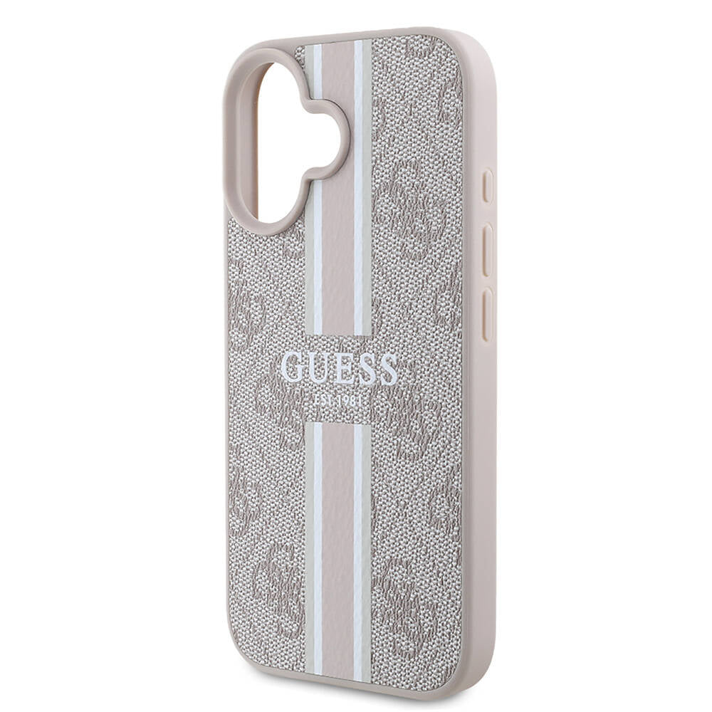 Coque MagSafe pour Apple iPhone 16 Plus, Guess, 4G Printed Stripes, Rose