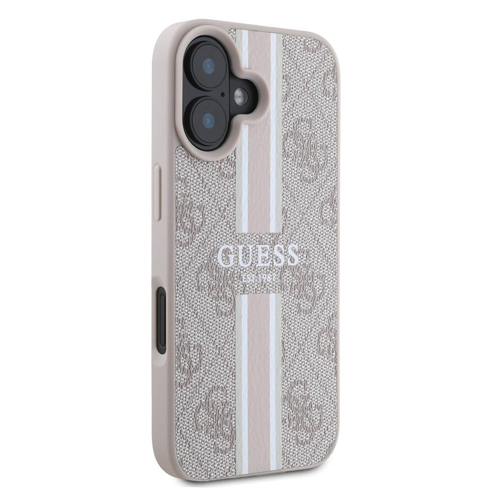 Coque MagSafe pour Apple iPhone 16 Plus, Guess, 4G Printed Stripes, Rose