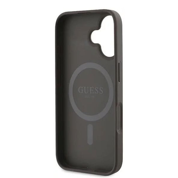 Étui MagSafe pour Apple iPhone 16 Plus, Guess, 4G Ring Classic Logo, Marron