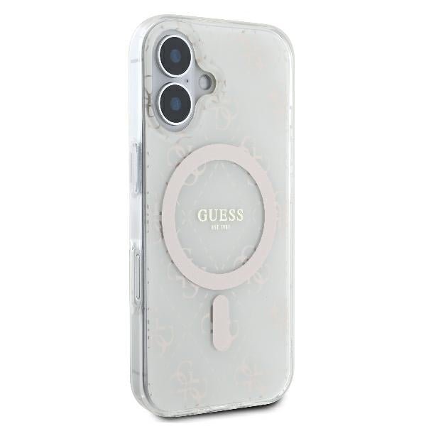 Coque MagSafe pour Apple iPhone 16 Plus, Guess, IML 4G Background, Blanche