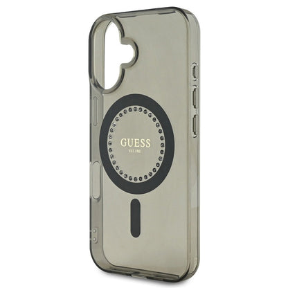 Coque MagSafe pour Apple iPhone 16 Plus, Guess, IML Rhinestone, Noire