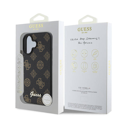 Coque MagSafe pour Apple iPhone 16 Plus, Guess, Peony Script, Noire