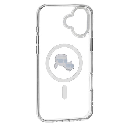 Coque MagSafe pour Apple iPhone 16 Plus, Karl Lagerfeld, IML Metal Karl & Choupette's Heads, Blanche