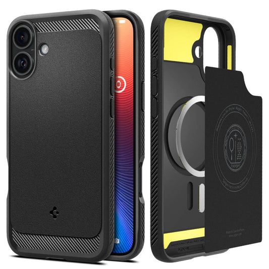 Coque MagSafe pour Apple iPhone 16 Plus, Spigen, Rugged Armor, Noir Mat