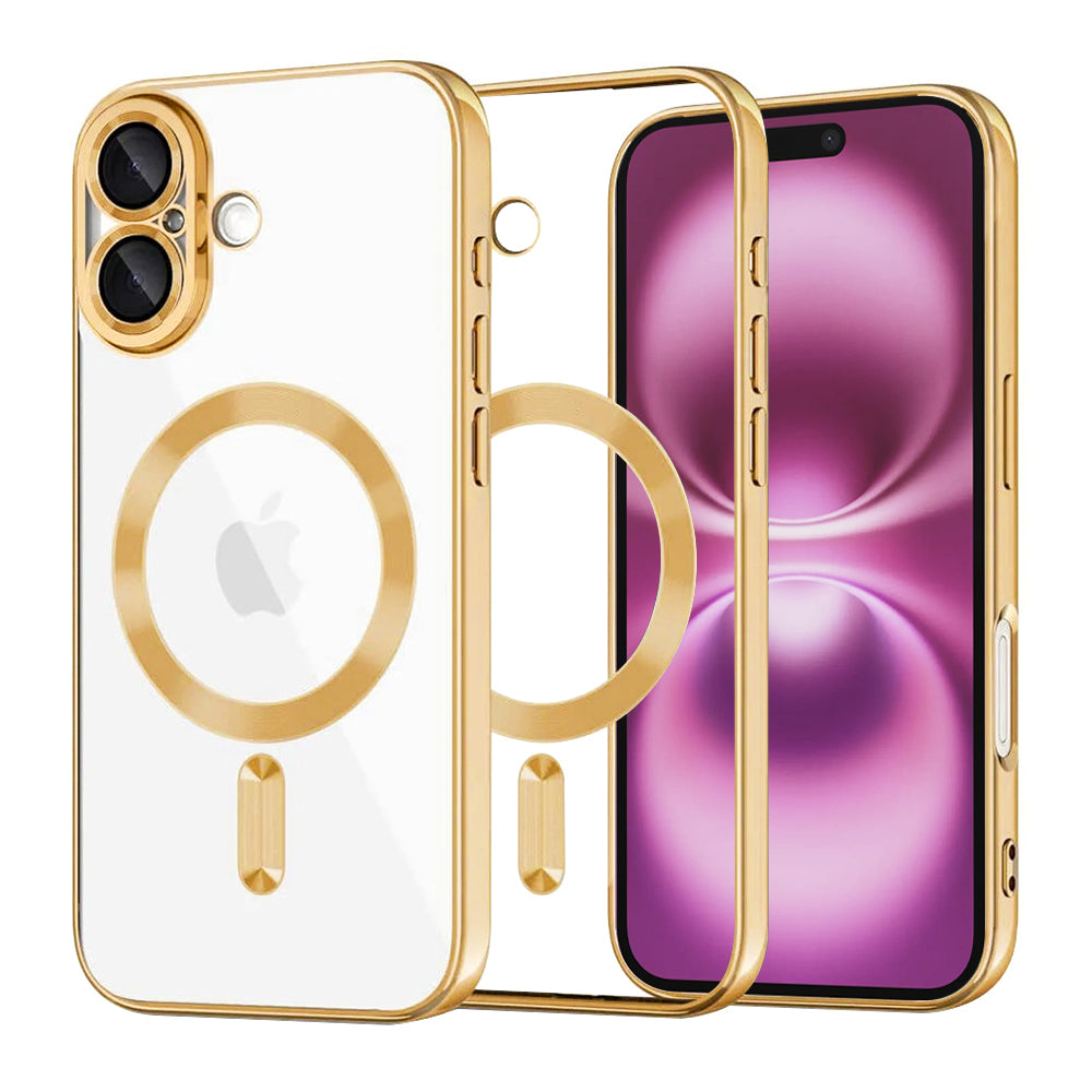 Coque MagSafe pour Apple iPhone 16 Plus, Techsuit, Luxury Crystal, Dorée