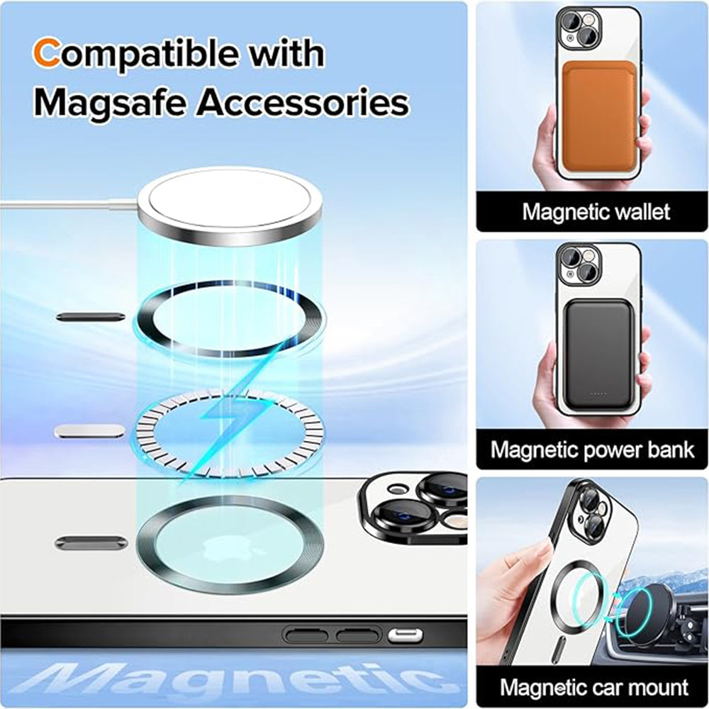 Coque MagSafe pour Apple iPhone 16 Plus, Techsuit, Luxury Crystal, Noire
