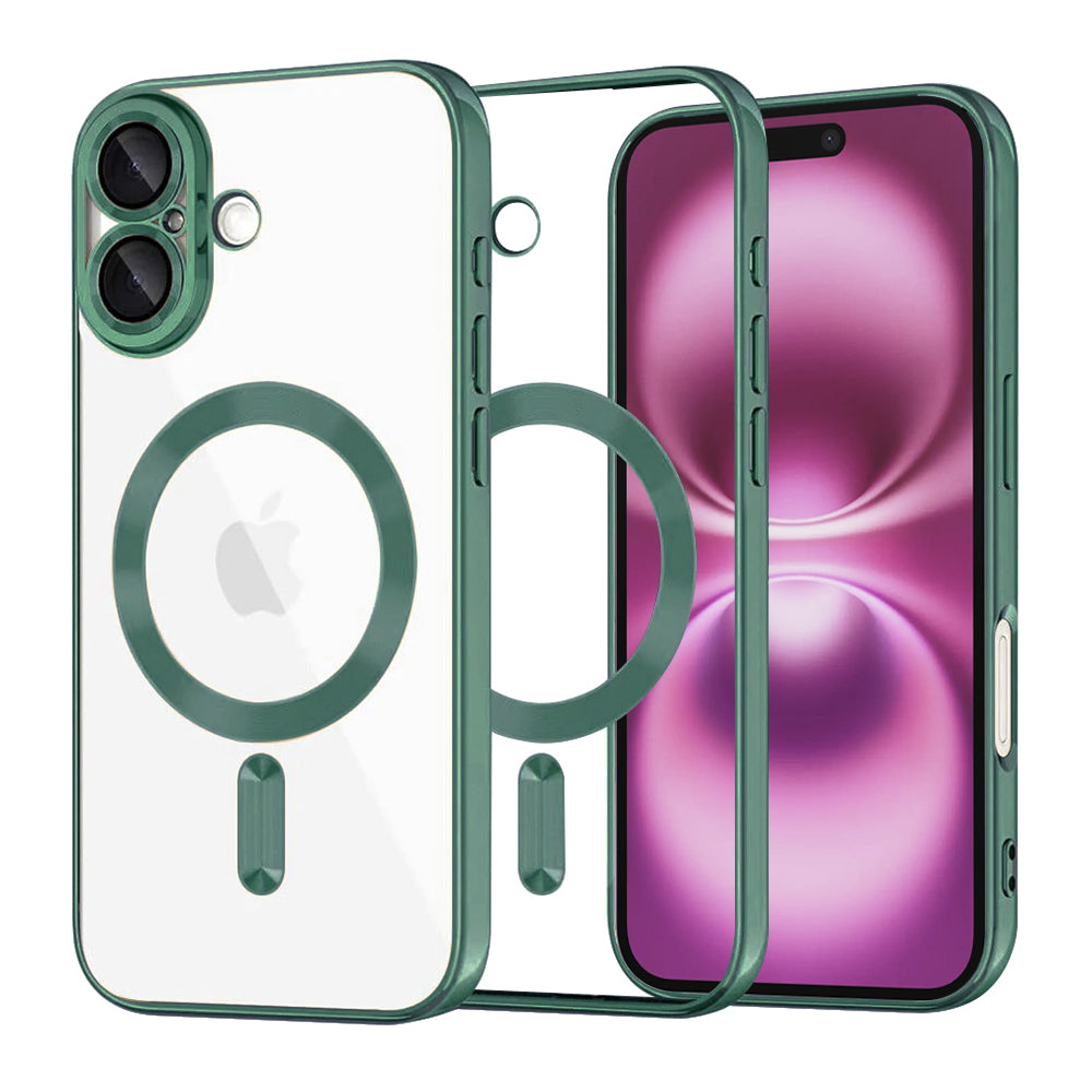 Coque MagSafe pour Apple iPhone 16 Plus, Techsuit, Luxury Crystal, Vert Foncé