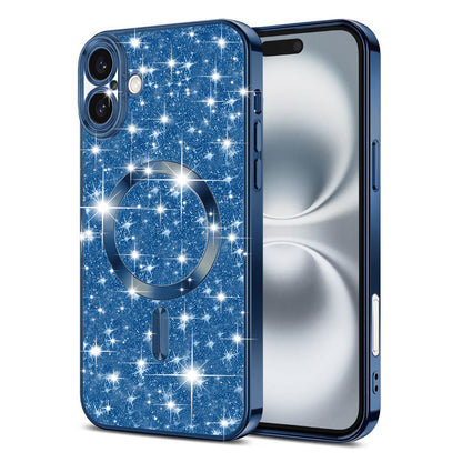 MagSafe Case for Apple iPhone 16 Plus, Techsuit, Luxury Glitter, Dark Blue