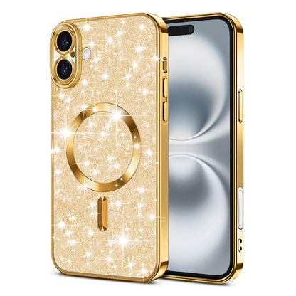 Coque MagSafe pour Apple iPhone 16 Plus, Techsuit, Luxury Glitter, Dorée