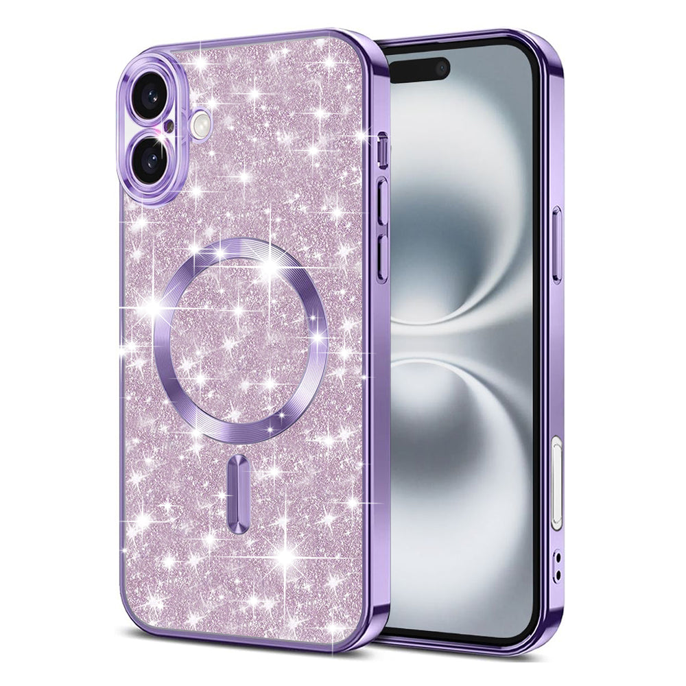 Coque MagSafe pour Apple iPhone 16 Plus, Techsuit, Luxury Glitter, Violet Clair