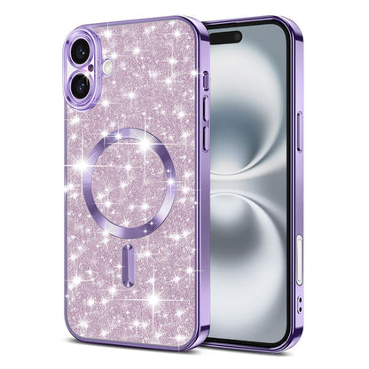 Coque MagSafe pour Apple iPhone 16 Plus, Techsuit, Luxury Glitter, Violet Clair