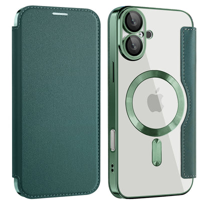 MagSafe Case for Apple iPhone 16 Plus, Techsuit, SmartMag Book, Green