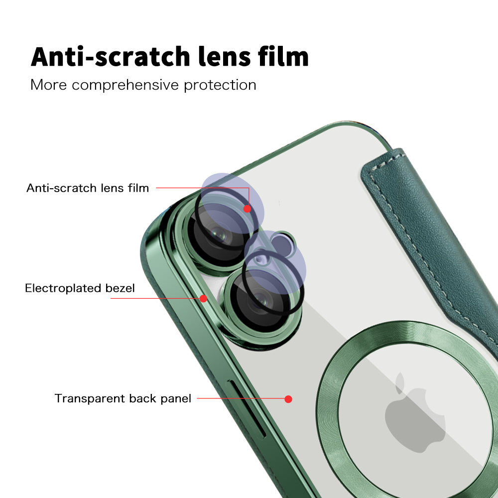 MagSafe Case for Apple iPhone 16 Plus, Techsuit, SmartMag Book, Green