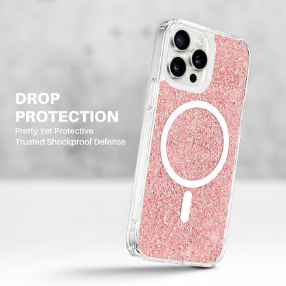 MagSafe Case for Apple iPhone 16 Plus, Techsuit, Sparkly Glitter, Blue
