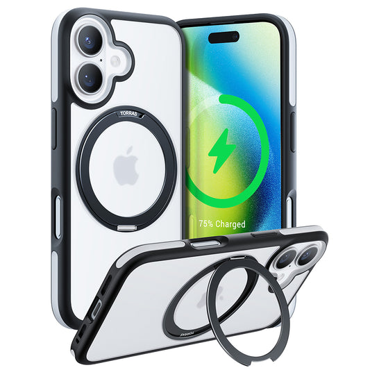 Coque MagSafe pour Apple iPhone 16 Plus, Torras, Ostand R Fusion, Noire