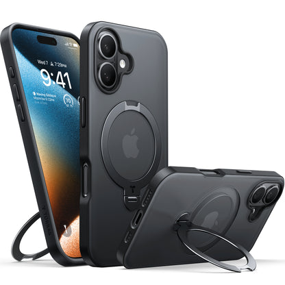 MagSafe Case for Apple iPhone 16 Plus, Torras, Ostand Spin, Black