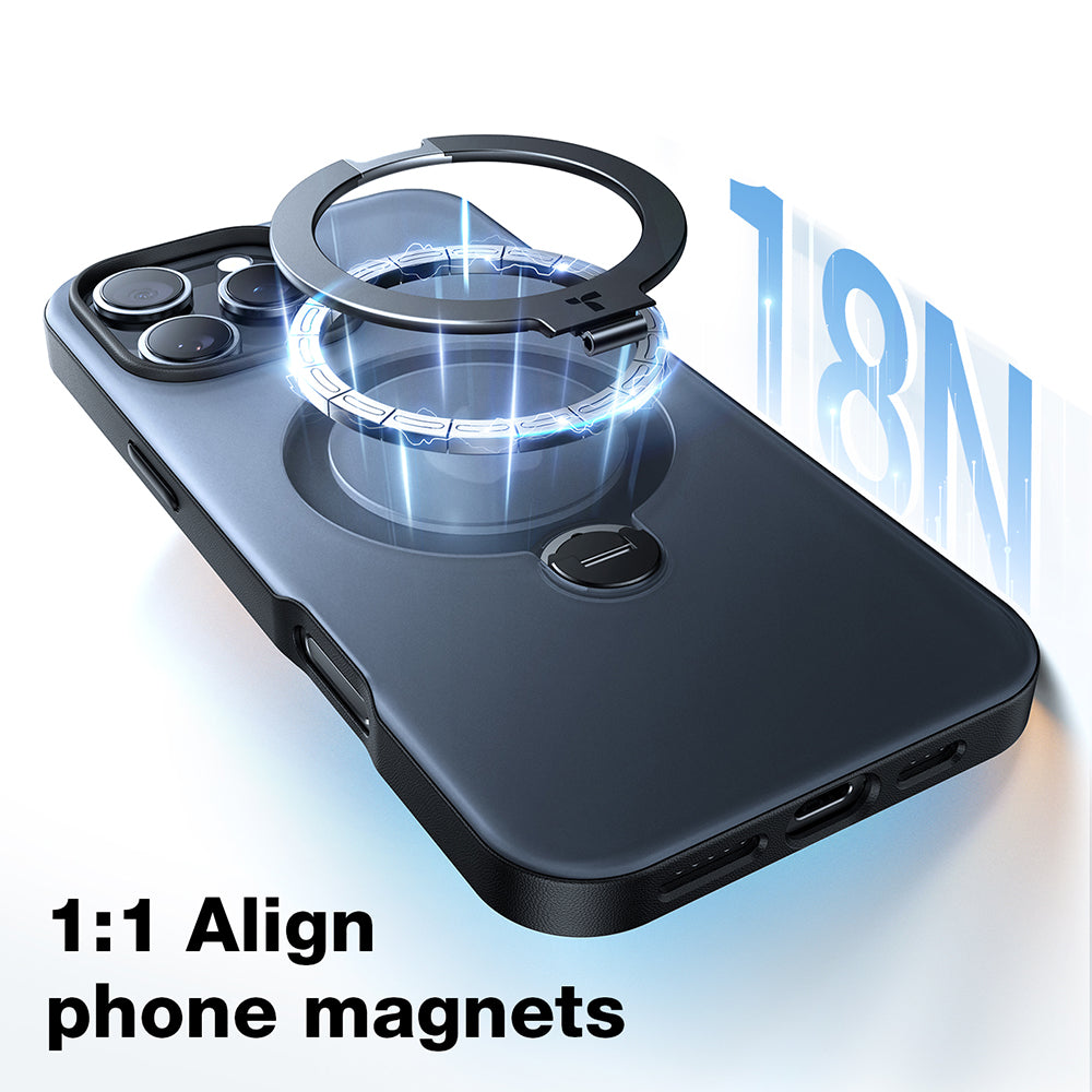 Coque MagSafe pour Apple iPhone 16 Plus, Torras, Ostand Spin, Transparente