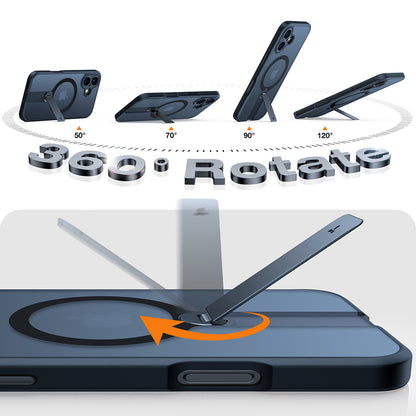Coque MagSafe pour Apple iPhone 16 Plus, Torras, Pstand Spin, Noire