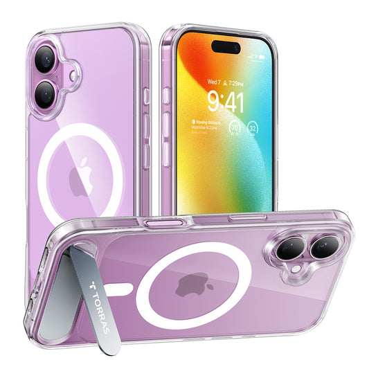 Coque MagSafe pour Apple iPhone 16 Plus, Torras, Pstand, Transparente