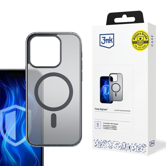 Coque MagSafe pour Apple iPhone 16 Pro, 3MK, Frosty MagCase, Noir Satiné