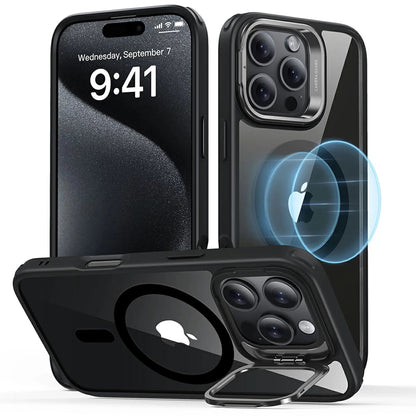 Coque MagSafe pour Apple iPhone 16 Pro, ESR, Classic Hybrid Kickstand, Noire Transparente
