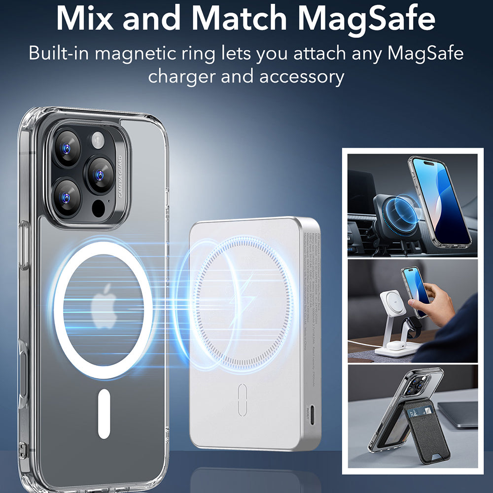 Housse MagSafe pour Apple iPhone 16 Pro, ESR, Classic Hybrid, Transparent Satiné