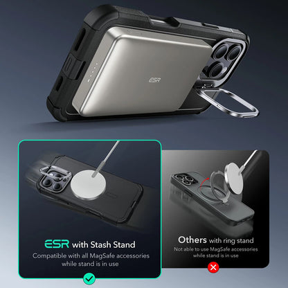 MagSafe Hülle für Apple iPhone 16 Pro, ESR, Cyber Armor Kickstand, Grün