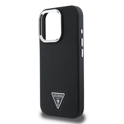 MagSafe Case for Apple iPhone 16 Pro, Guess, Grained Triangle Logo, Black