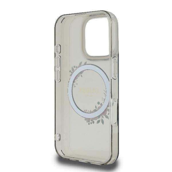 Coque MagSafe pour Apple iPhone 16 Pro, Guess, IML Couronne de Fleurs, Noire