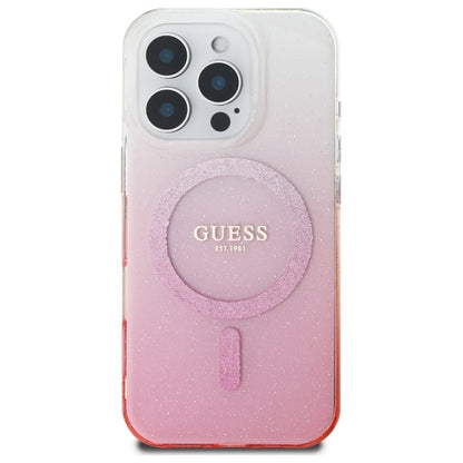 Coque MagSafe pour Apple iPhone 16 Pro, Guess, IML Glitter Gradient, Rose