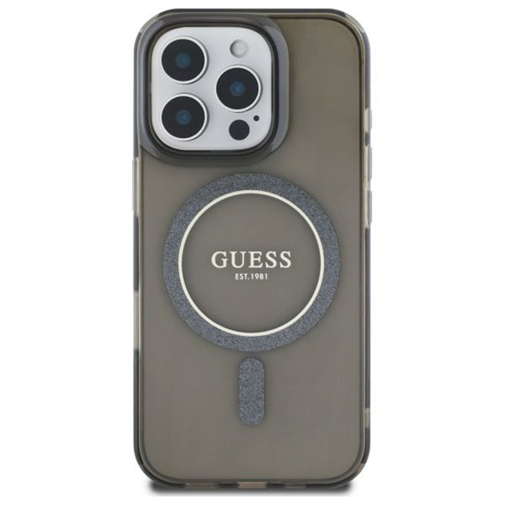 MagSafe Case for Apple iPhone 16 Pro, Guess, IML Glitter Ring, Black