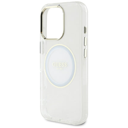 MagSafe Case for Apple iPhone 16 Pro, Guess, IML Metal Colored Circle, White