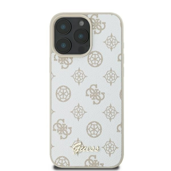 Coque MagSafe pour Apple iPhone 16 Pro, Guess, Peony Script, Blanche