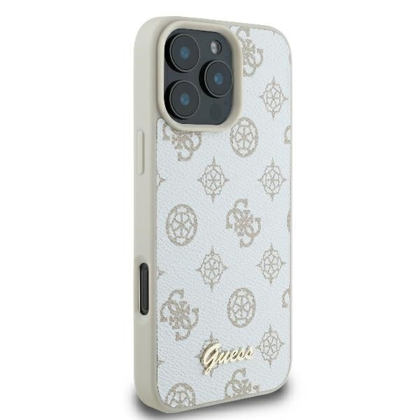 Coque MagSafe pour Apple iPhone 16 Pro, Guess, Peony Script, Blanche