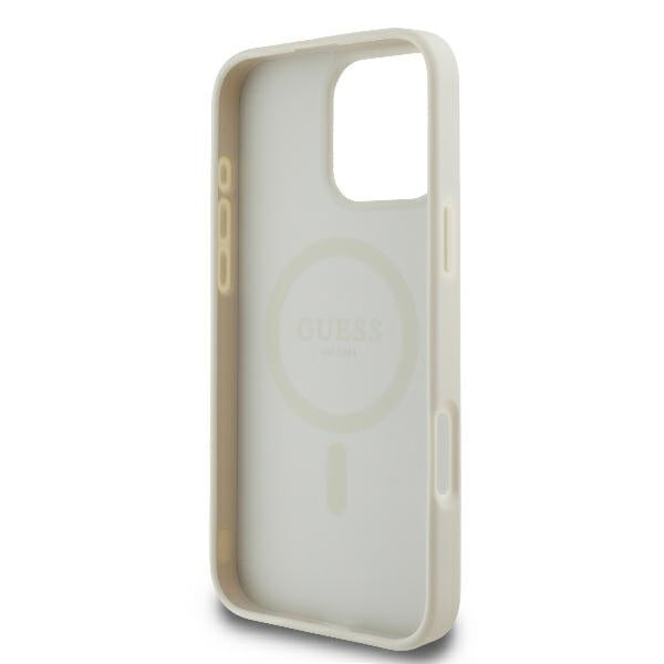 Coque MagSafe pour Apple iPhone 16 Pro, Guess, Peony Script, Blanche