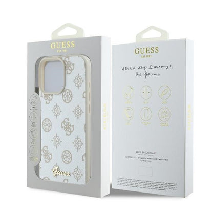 Coque MagSafe pour Apple iPhone 16 Pro, Guess, Peony Script, Blanche