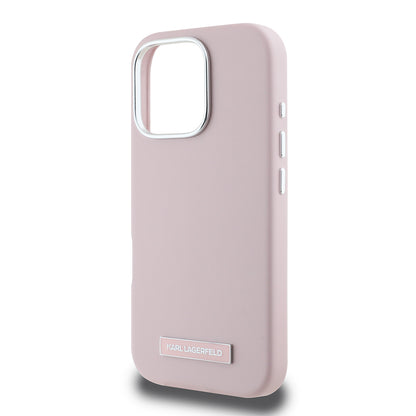 MagSafe Hülle für Apple iPhone 16 Pro, Karl Lagerfeld, FW Metal Plate, Rosa