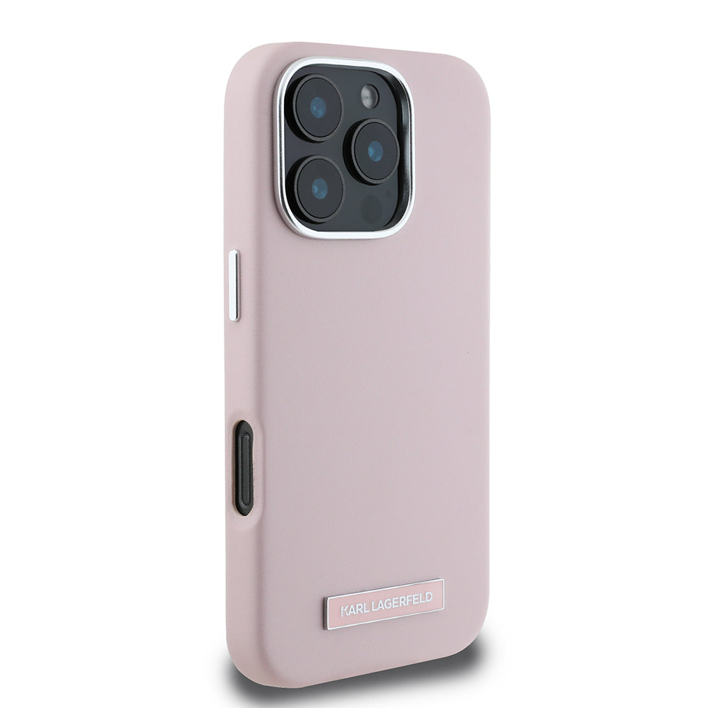 MagSafe Hülle für Apple iPhone 16 Pro, Karl Lagerfeld, FW Metal Plate, Rosa