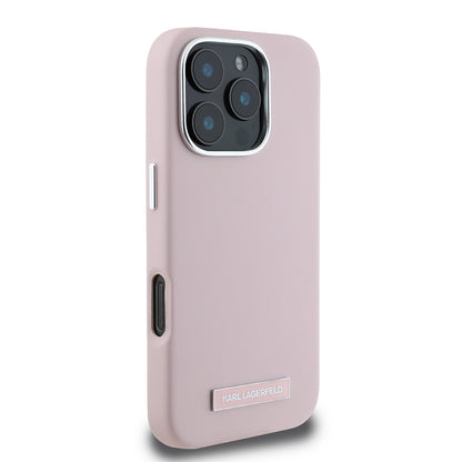 MagSafe Hülle für Apple iPhone 16 Pro, Karl Lagerfeld, FW Metal Plate, Rosa