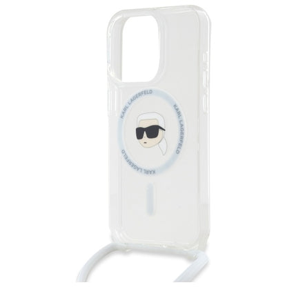 MagSafe Hülle für Apple iPhone 16 Pro, Karl Lagerfeld, IML Crossbody Karl's Head, Transparent