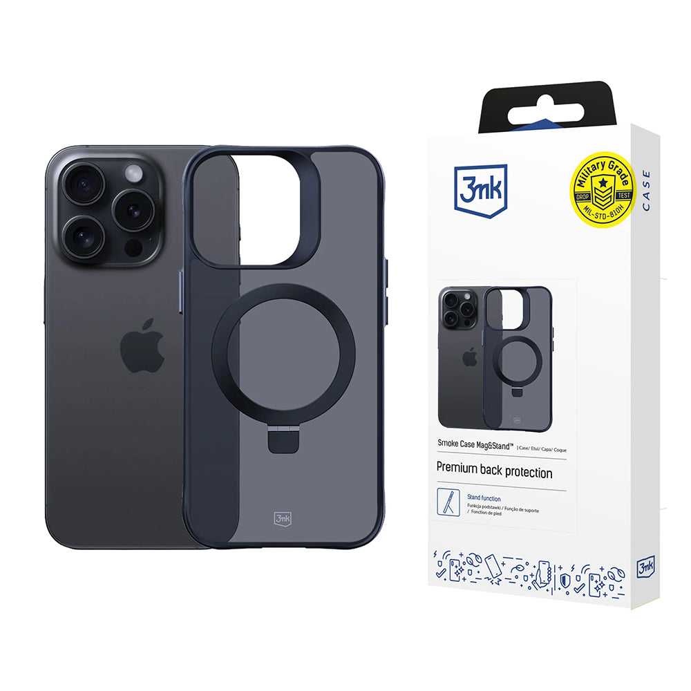 Coque MagSafe pour Apple iPhone 16 Pro Max, 3MK, Smoke MagStand, Noire