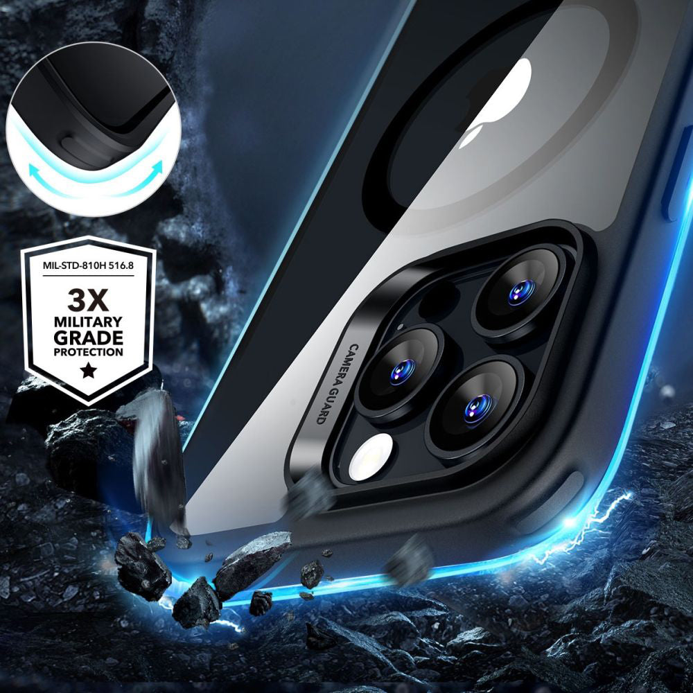 MagSafe Hülle für Apple iPhone 16 Pro Max, ESR, Classic Hybrid mit Displayschutz, Transparent Schwarz