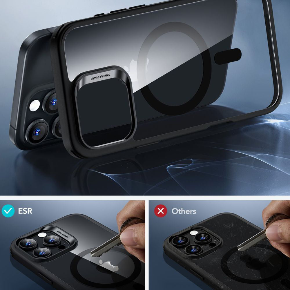 MagSafe Hülle für Apple iPhone 16 Pro Max, ESR, Classic Hybrid mit Displayschutz, Transparent Schwarz