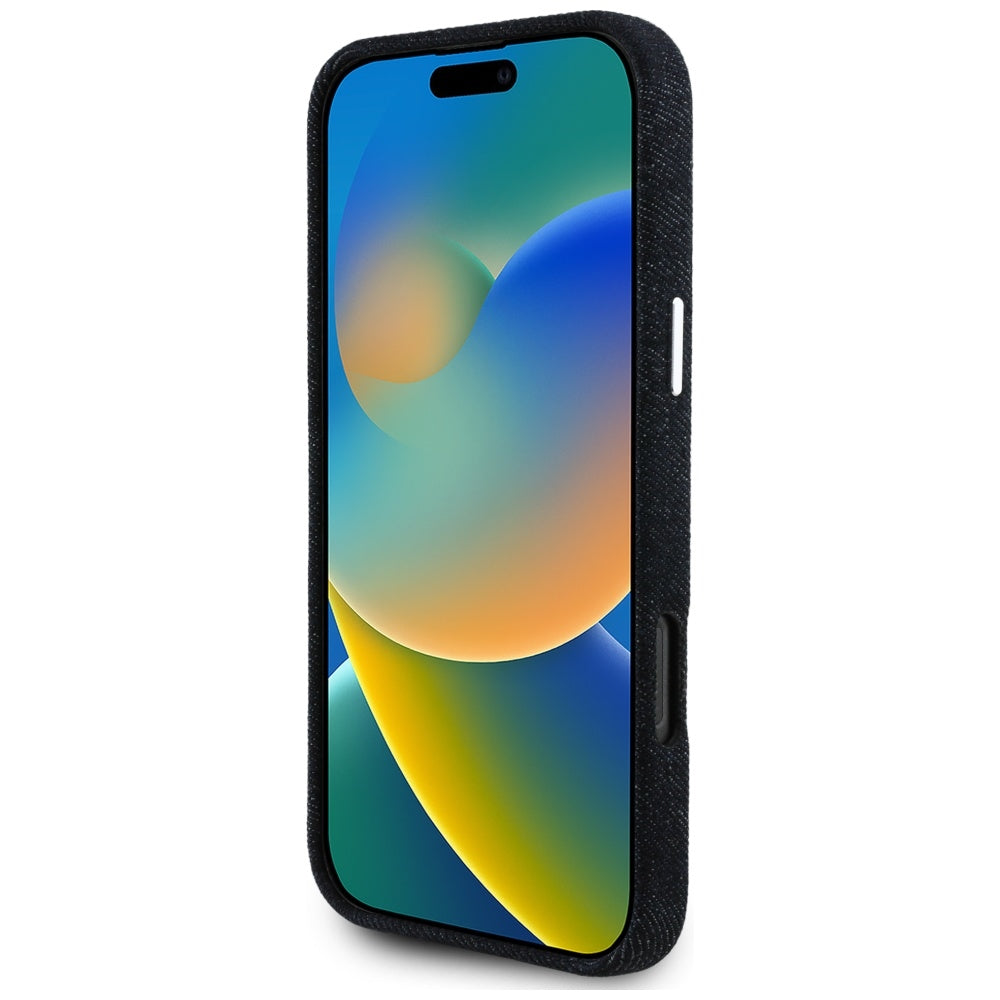 MagSafe Hülle für Apple iPhone 16 Pro Max, Guess, Denim Triangle Logo, Schwarz