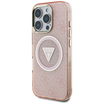 MagSafe Case for Apple iPhone 16 Pro Max, Guess, IML Glitter 4G Circle Triangle, Pink