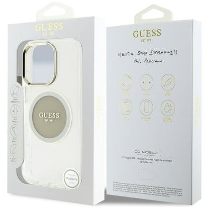 Housse MagSafe pour Apple iPhone 16 Pro Max, Guess, IML Cercle Métallique Coloré, Gris