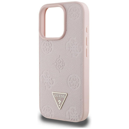 MagSafe Case for Apple iPhone 16 Pro Max, Guess, Peony Grained Hot Stamp Triangle, Pink