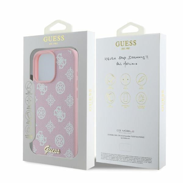 Housse MagSafe pour Apple iPhone 16 Pro Max, Guess, Peony Script, Rose