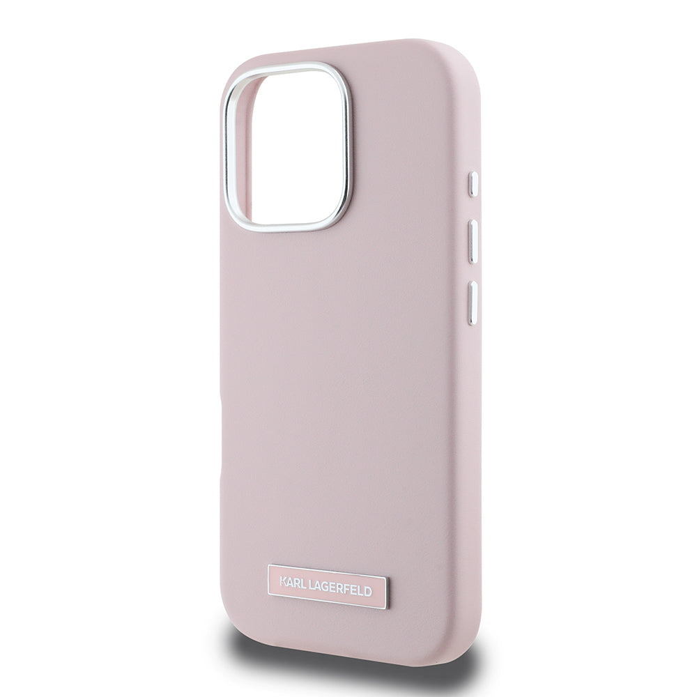 MagSafe Hülle für Apple iPhone 16 Pro Max, Karl Lagerfeld, FW Metal Plate, Rosa