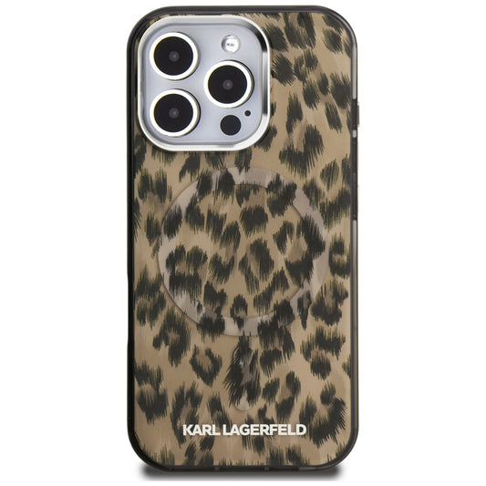 MagSafe Hülle für Apple iPhone 16 Pro Max, Karl Lagerfeld, IML Leopard Muster, Braun